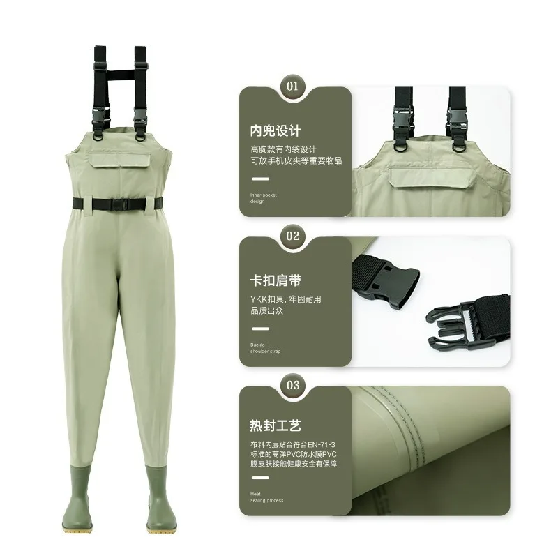 耐摩耗性防水下水道パンツ、ストリームフィッシング、海釣りスー - Fishing Rain Suit のレビューと価格
