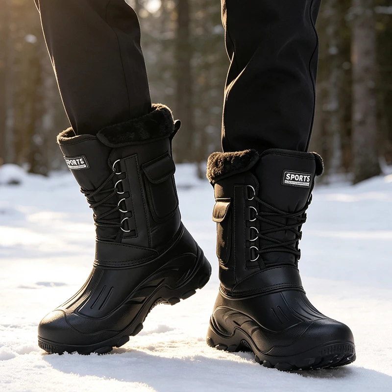 男性冬のスノーブーツ屋外釣り靴雪トレッキングシューズ男性屋外 - Fishing Boots のレビューと価格